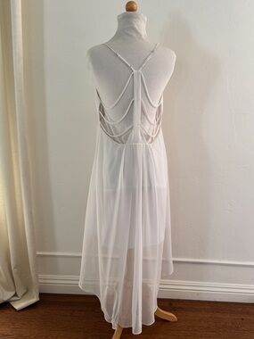 BCBGeneration White Sheer Backless Maxi Dress with Strappy Detail